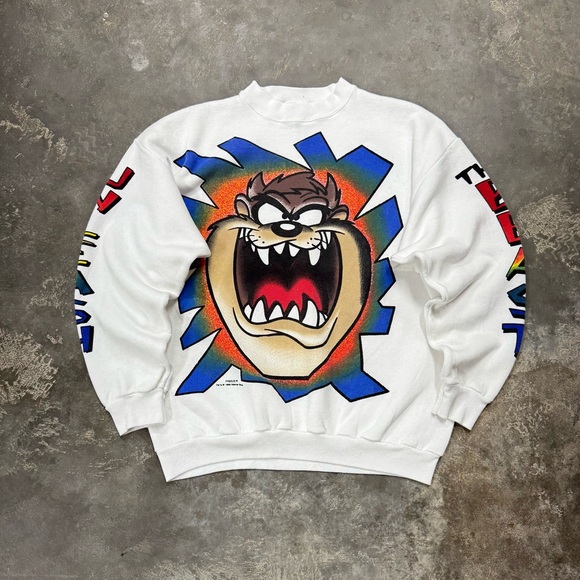 Vintage 90s Freeze Taz Looney Tunes Sweatshirt L USA - Picture 8 of 9
